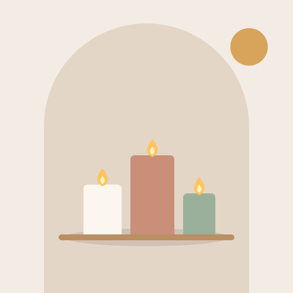 Illustration of three lit candles