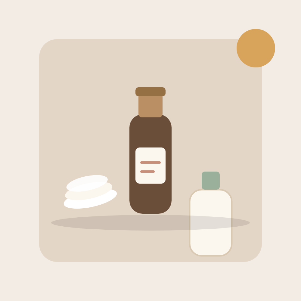 Illustration of massage oil and towels